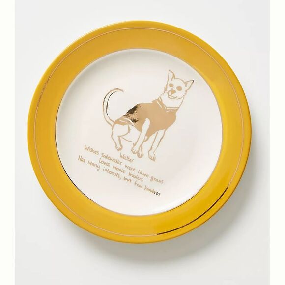 Anthropologie Other - NWT Anthropologie Walter Chihuahua Dog Biography Canape Plates Set of 4.